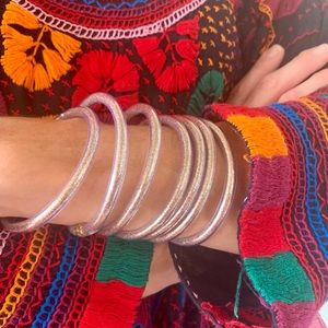 All weather bracelets—set of 7 champagne